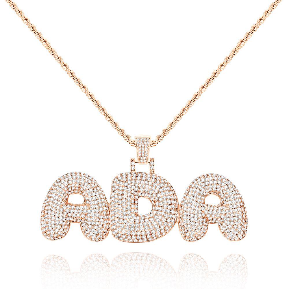 Custom Name Necklace Personalized Bling Initial Letter Chain Hip Hop Necklace for Men Women - Bestchristmasgifts