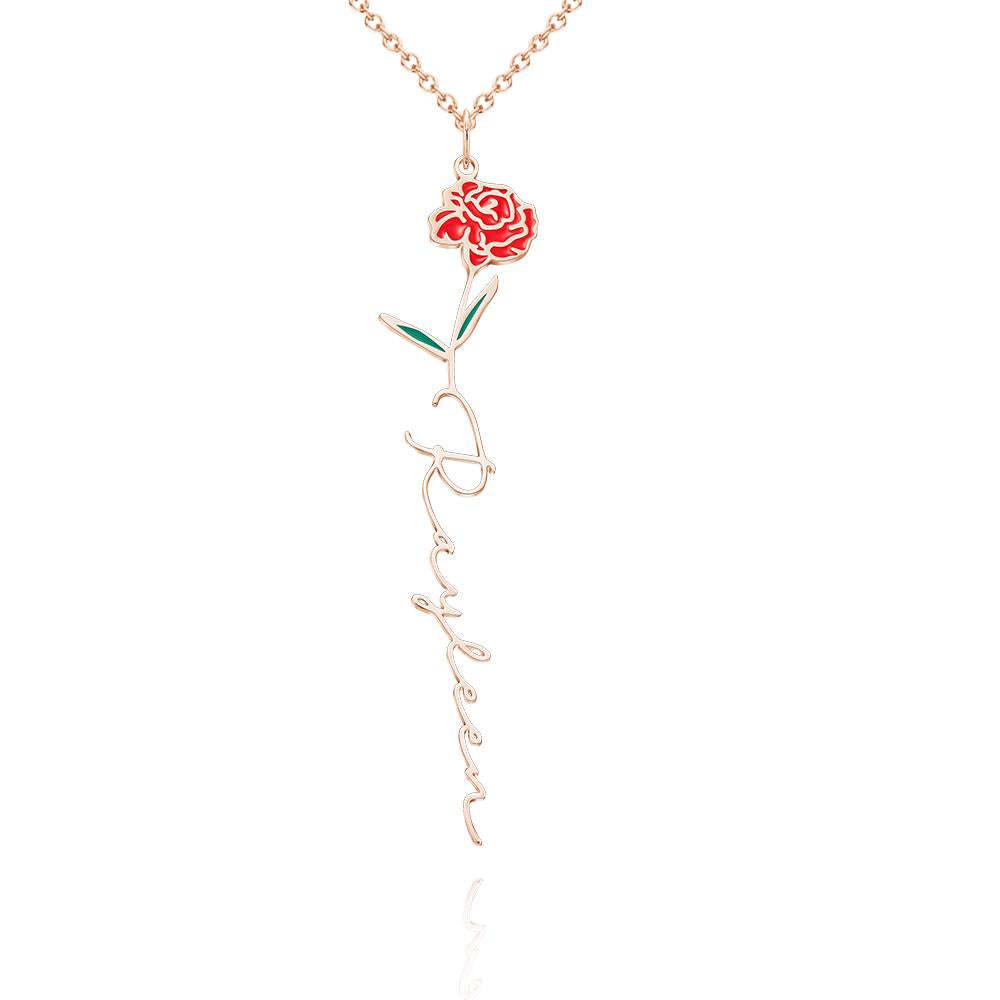 Custom Name Birth Month Colorful Flower Necklace Dainty Floral Pendant Jewelry Birthday Gifts - Bestchristmasgifts
