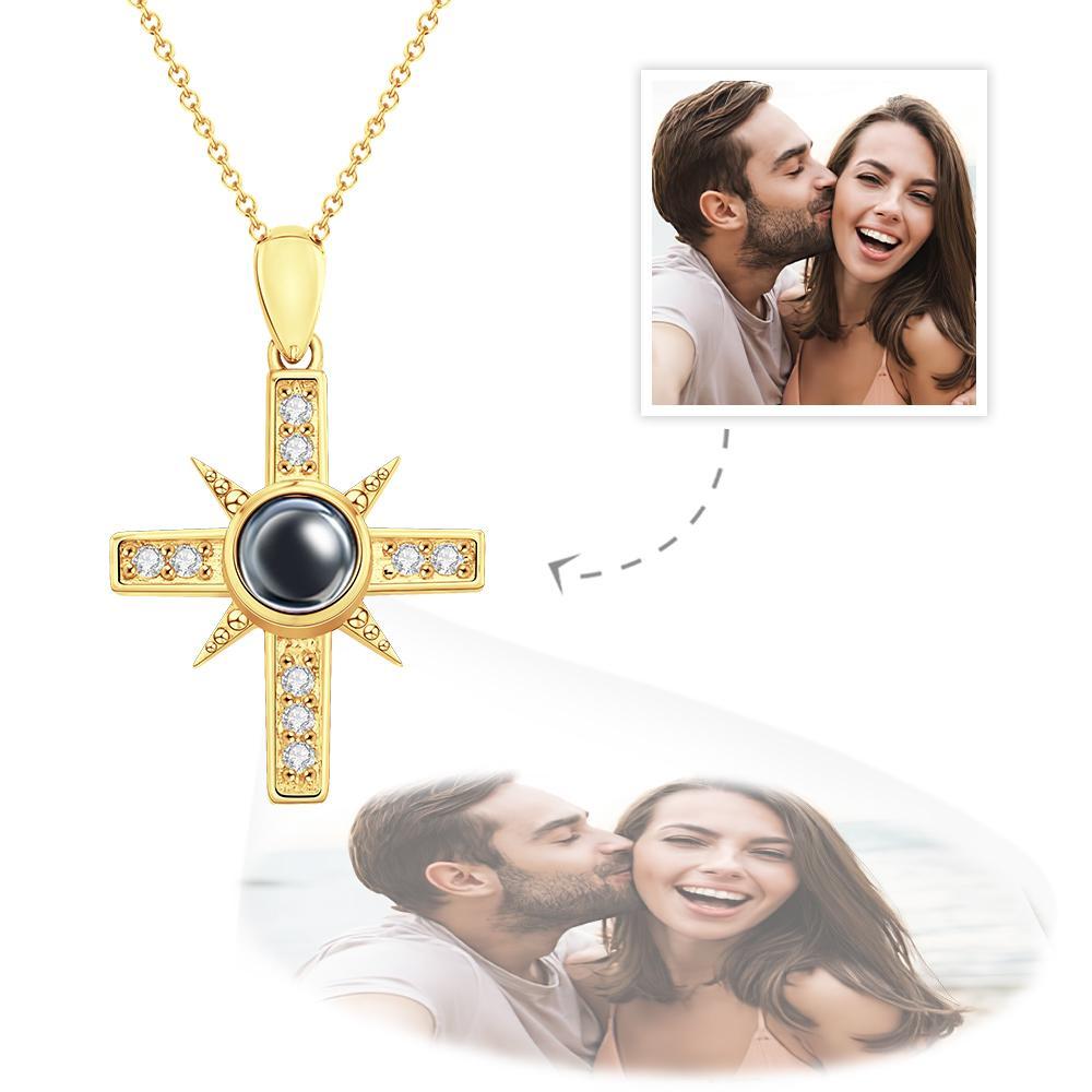 Personalized Cross Photo Projection Necklace Custom Photo Jewelry Gifts for Women - Bestchristmasgifts