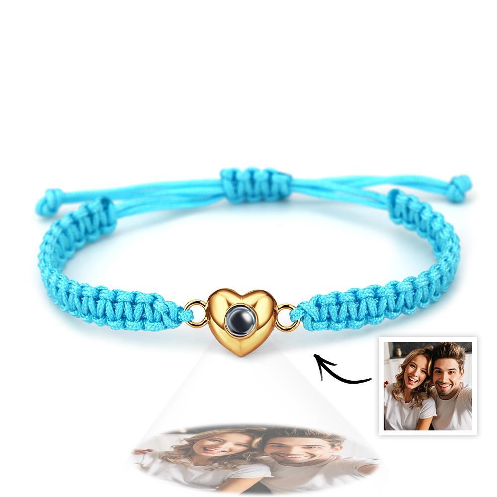 Custom Simple Fashion Black Rope Heart Shaped Picture Projection Bracelet