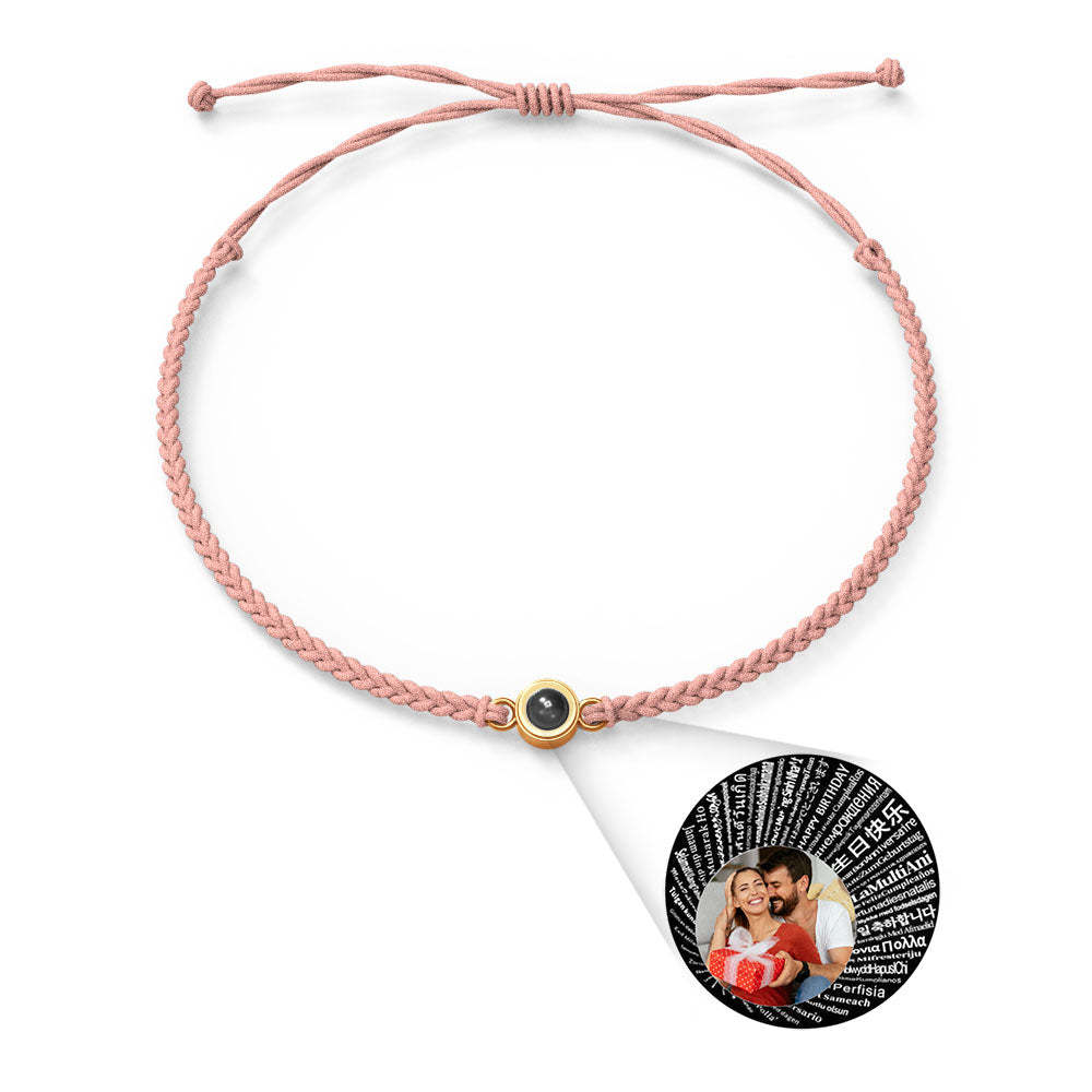 Personalized Photo Projection Charm Bracelet Multiple Colors Styles I love you in 100 languages Minimalist Photo Jewelry Birthday Gift for Her - SantaSocks