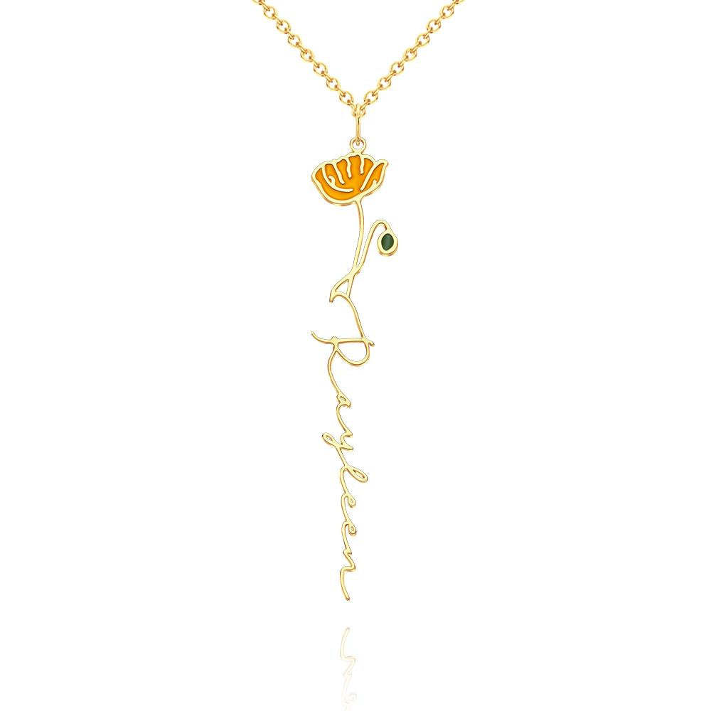 Custom Name Birth Month Colorful Flower Necklace Dainty Floral Pendant Jewelry Birthday Gifts - Bestchristmasgifts