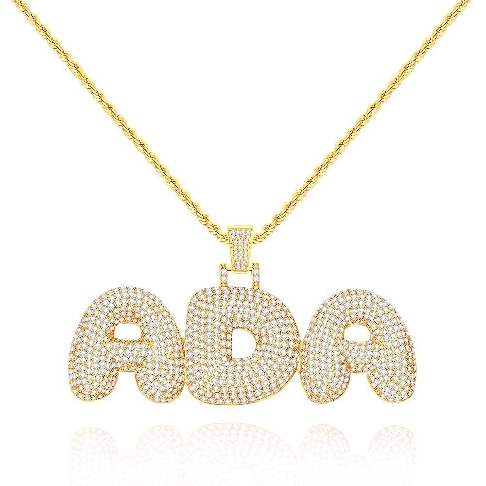 Custom Name Necklace Personalized Bling Initial Letter Chain Hip Hop Necklace for Men Women - Bestchristmasgifts