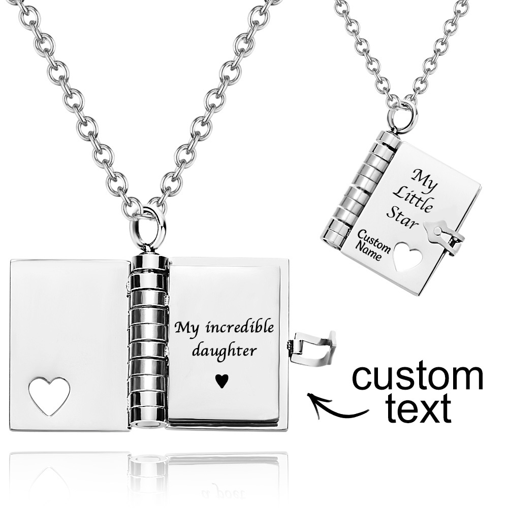 Personalized My Little Star Book Necklace – A Letter to My Daughter in a Locket, Adjustable Pendant with Message Inside, Meaningful Jewelry Gift