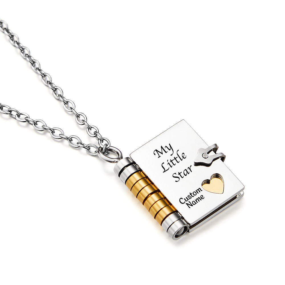 Personalized My Little Star Book Necklace – A Letter to My Daughter in a Locket, Adjustable Pendant with Message Inside, Meaningful Jewelry Gift