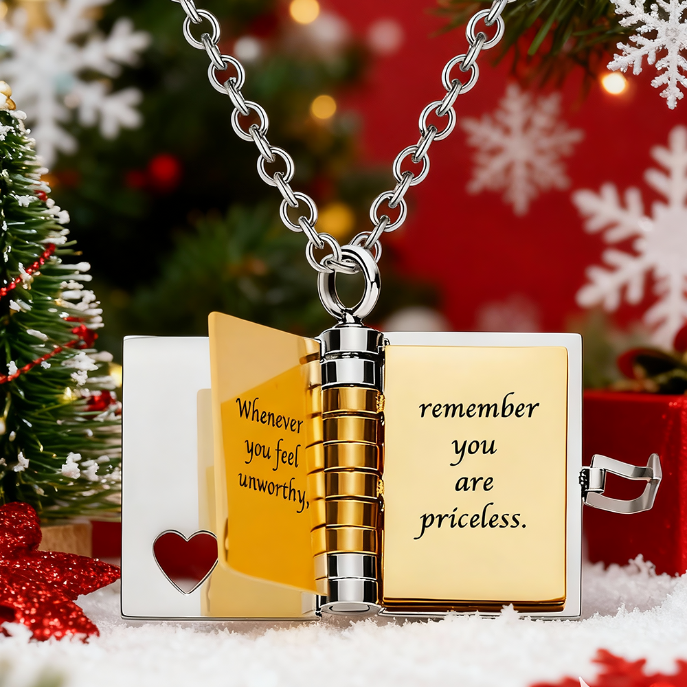 Personalized My Little Star Book Necklace – A Letter to My Daughter in a Locket, Adjustable Pendant with Message Inside, Meaningful Christmas Jewelry Gift