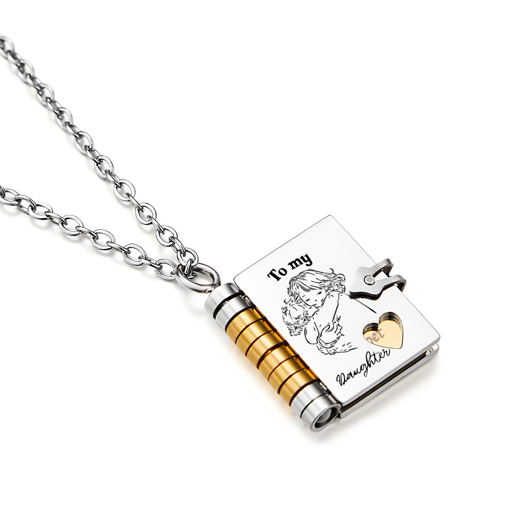 Personalized Book Necklace with Message for Daughter