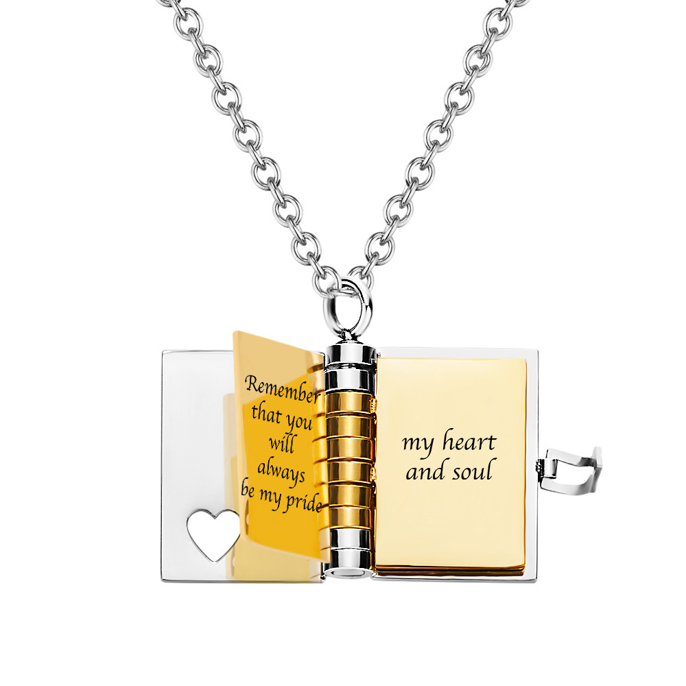 Personalized Book Necklace with Message for Daughter