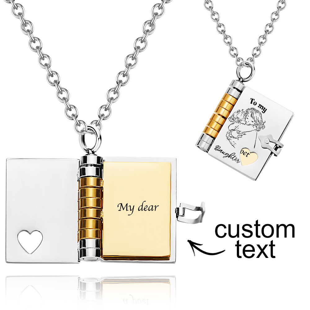 Personalized Book Necklace with Message for Daughter