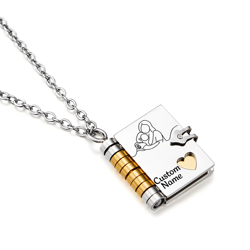 Personalized For Granddaughter Chapter Book Necklace, to My Granddaughter Book Necklace with 6 Engraved Pages, Custom Name Stainless Steel Gift from Granddaughter