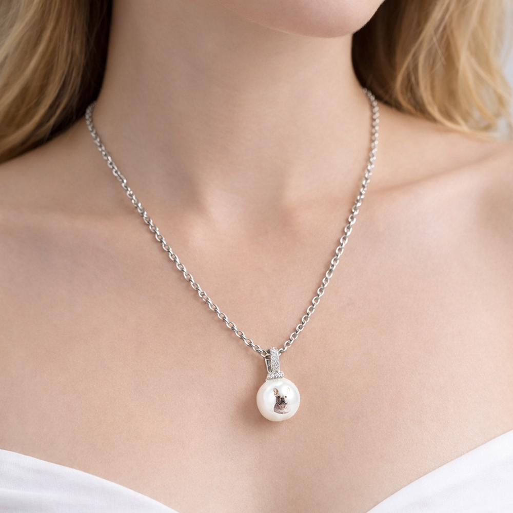 Custom Pet Photo Pearl Necklace Personalized Pet Portrait Pearl Chain Can Be Adjustable Pendant Necklace Natural Pearl Jewelry Gift For Pet Lovers