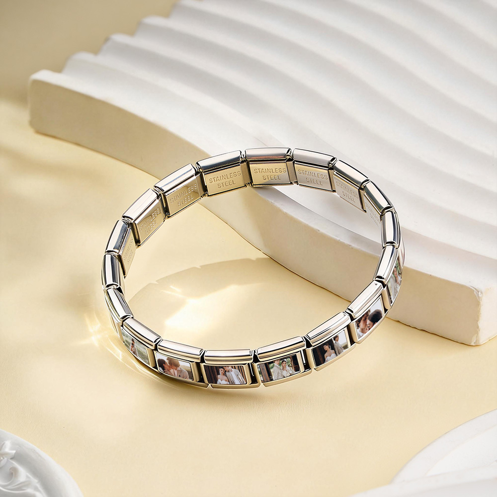 Custom Photo Italian Charm Bracelet Personalized Y2K Stainless Steel Jewelry Gifts for Lover