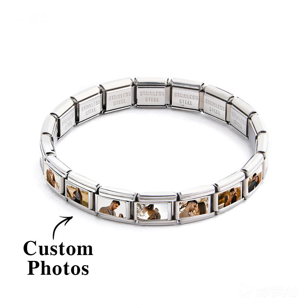 Custom Photo Italian Charm Bracelet Personalized Y2K Stainless Steel Jewelry Gifts for Lover