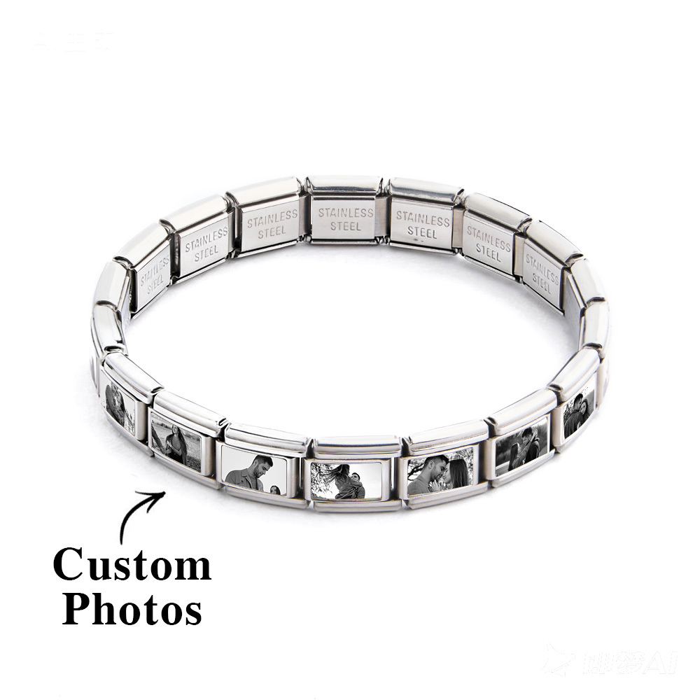 Custom Photo Italian Charm Bracelet Personalized Y2K Stainless Steel Jewelry Gifts for Lover