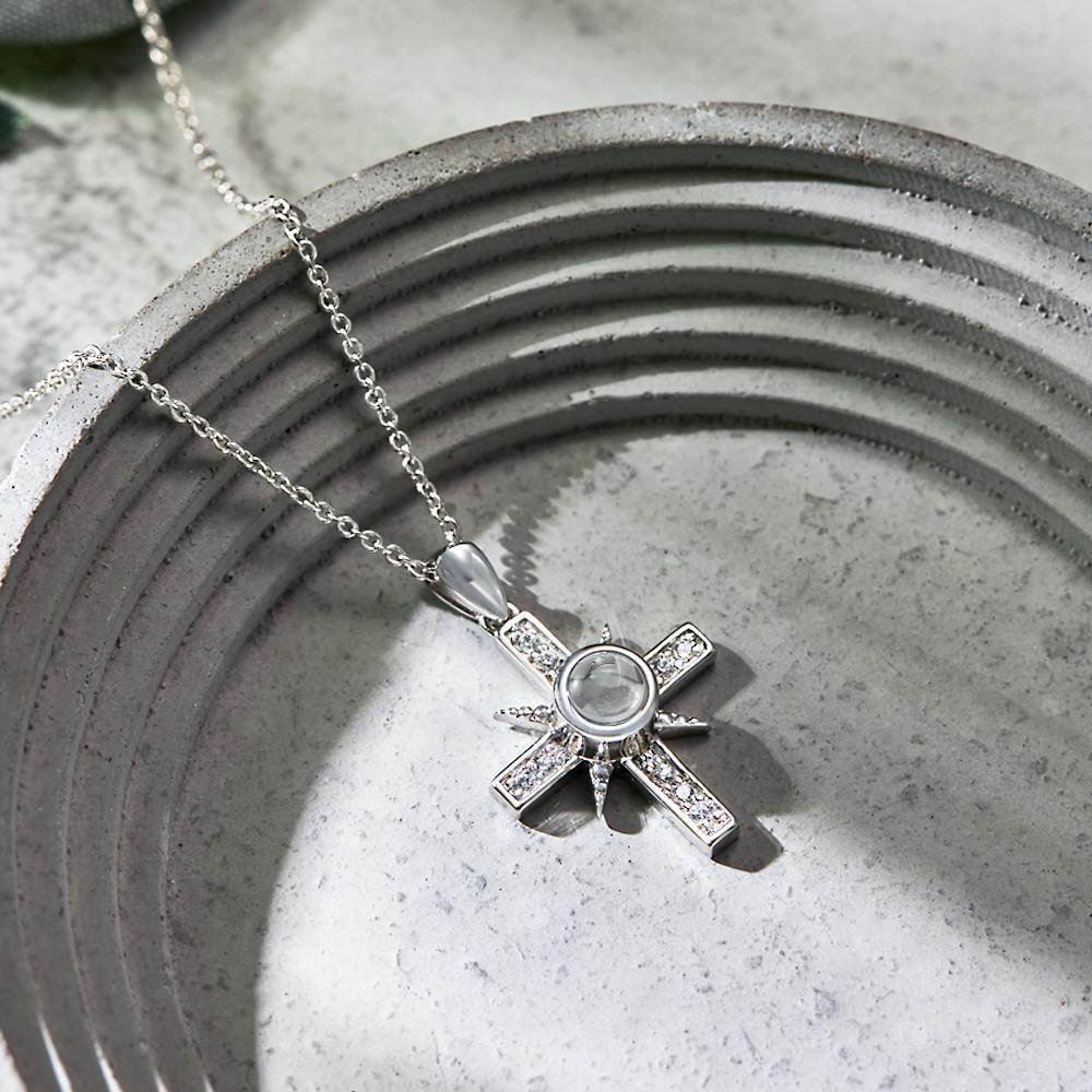 Personalized Cross Photo Projection Necklace Custom Photo Jewelry Gifts for Women - Bestchristmasgifts
