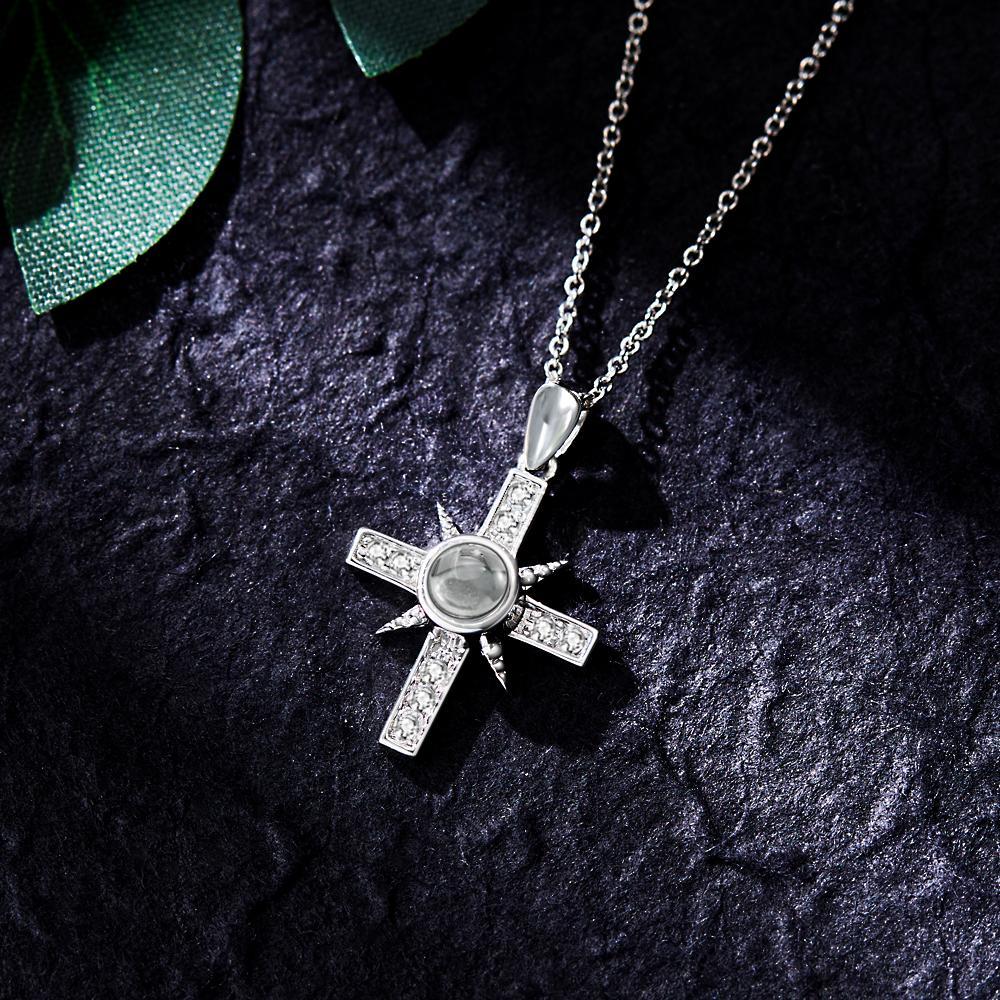 Personalized Cross Photo Projection Necklace Custom Photo Jewelry Gifts for Women - Bestchristmasgifts