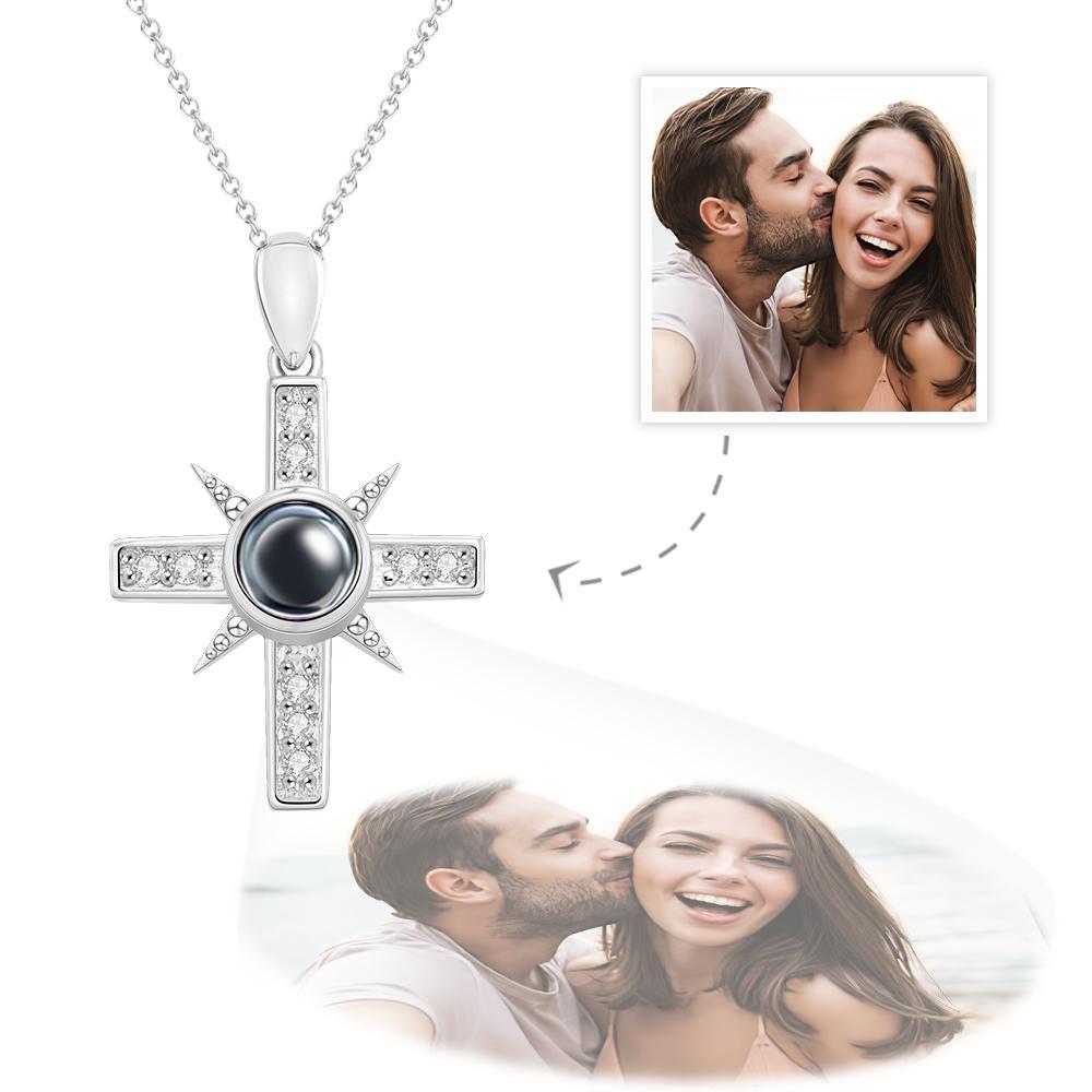 Personalized Cross Photo Projection Necklace Custom Photo Jewelry Gifts for Women - Bestchristmasgifts