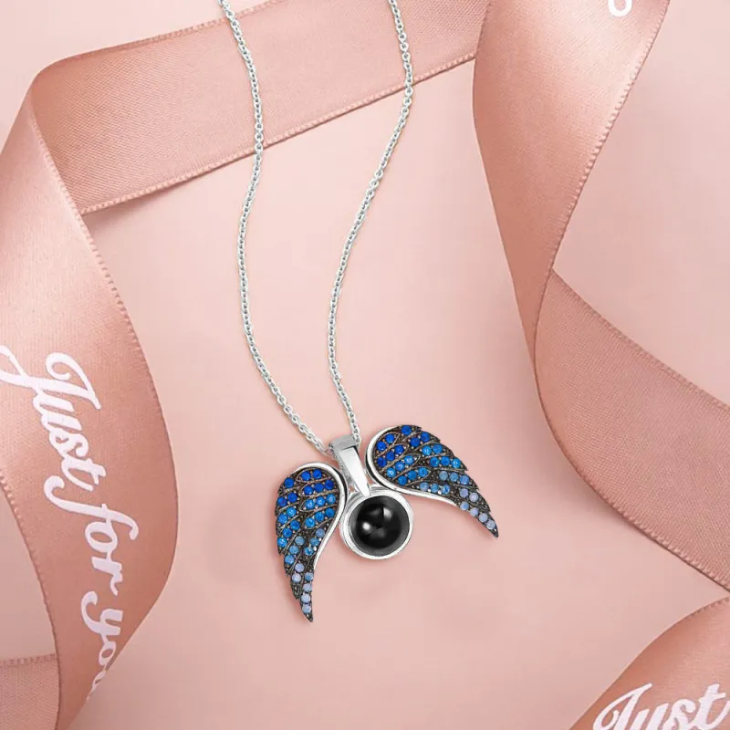 Custom Projection Necklace Wing Heart-shaped Wings Pendant Necklace Gift for Her