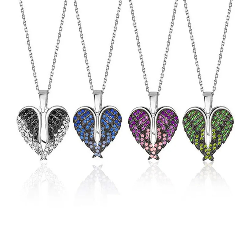 Custom Projection Necklace Wing Heart-shaped Wings Pendant Necklace Gift for Her