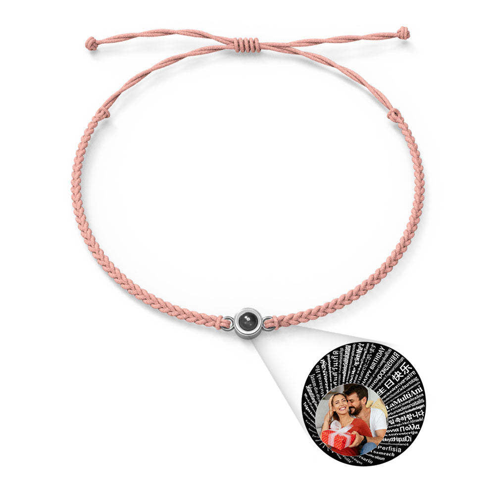 Personalized Photo Projection Charm Bracelet Multiple Colors Styles I love you in 100 languages Minimalist Photo Jewelry Birthday Gift for Her - SantaSocks