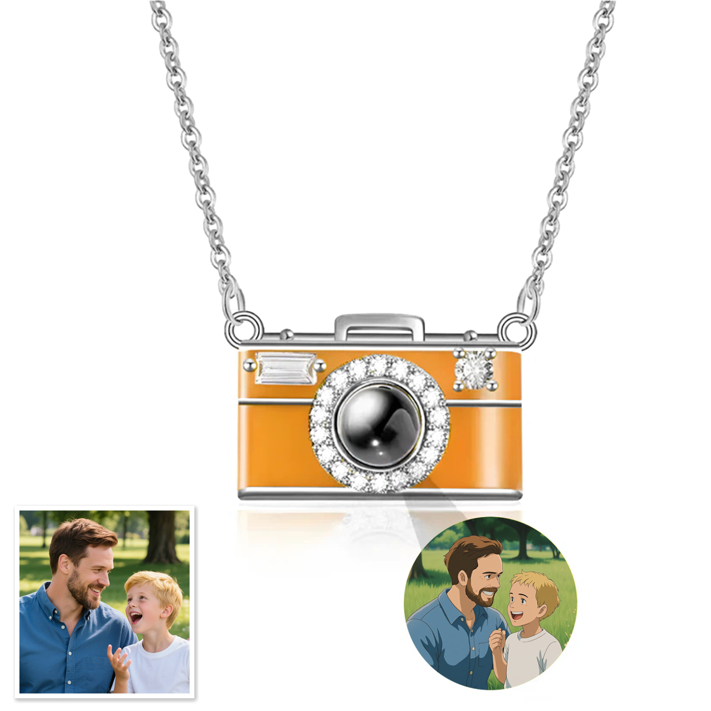 Personalized Photo Necklace Projection Gem Pearl Necklace Anniversary