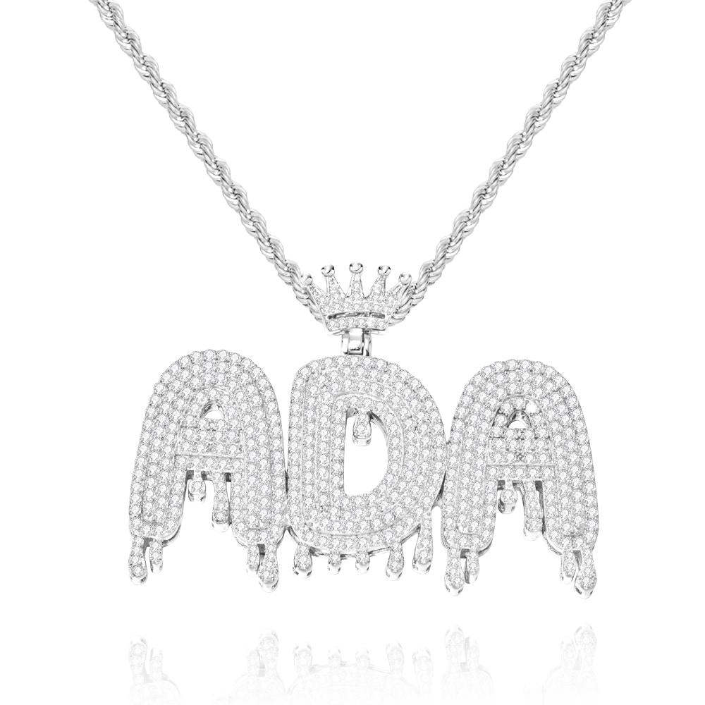 Custom Initial Letter Necklace Personalized Bling Name Pendant Hip Hop Necklace for Men Women - Bestchristmasgifts