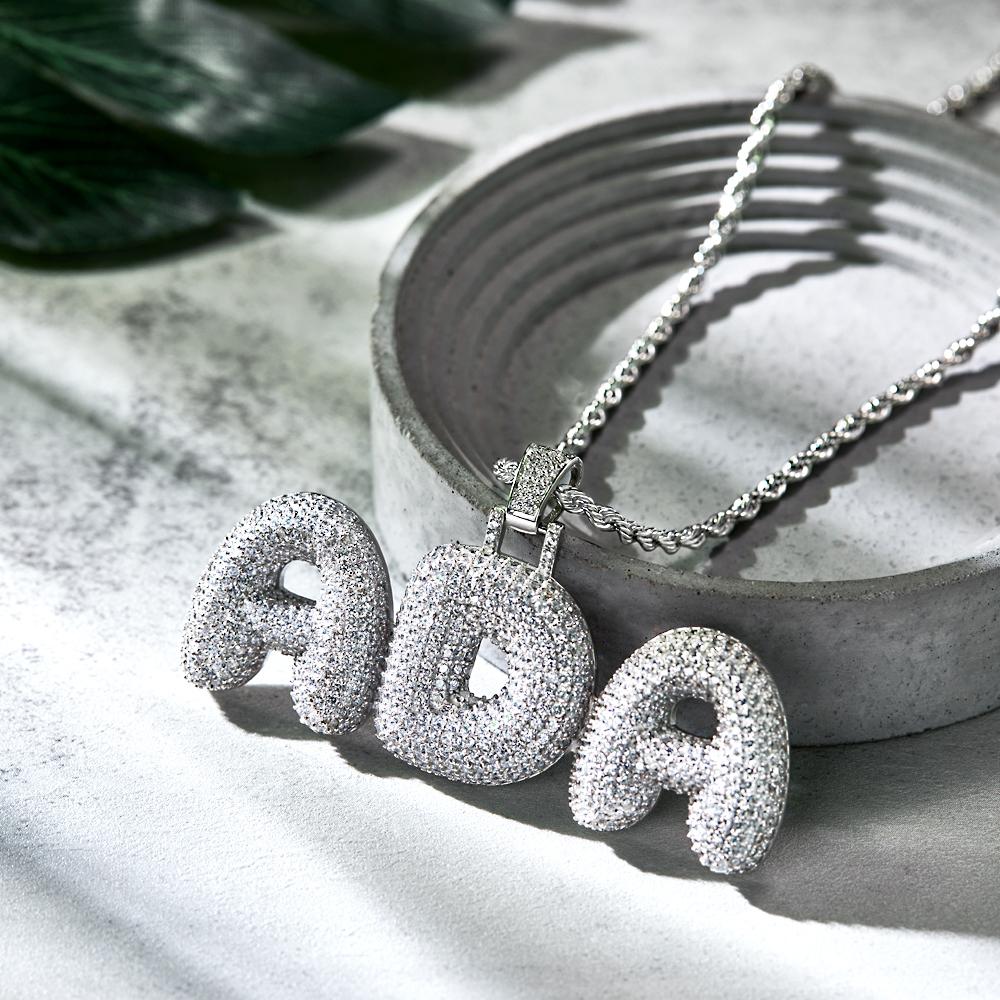 Custom Name Necklace Personalized Bling Initial Letter Chain Hip Hop Necklace for Men Women - Bestchristmasgifts