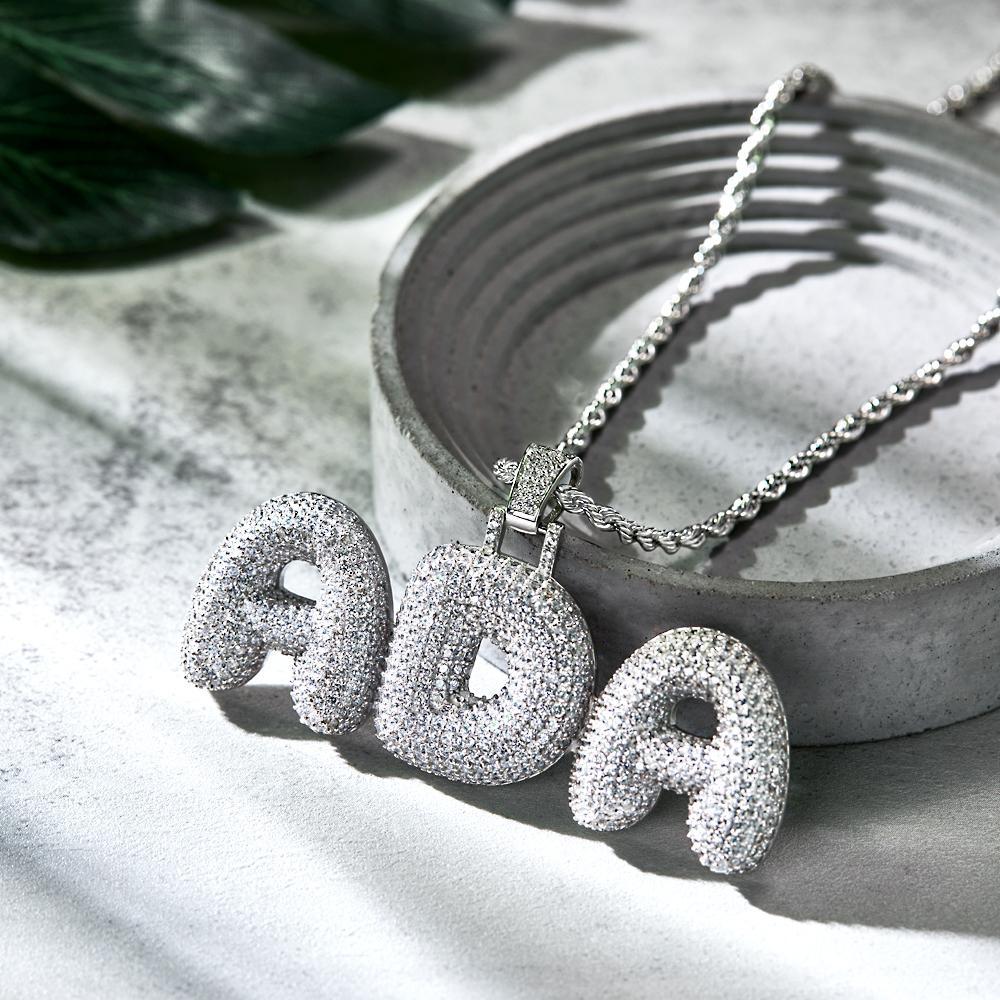 Custom Name Necklace Personalized Bling Initial Letter Chain Hip Hop Necklace for Men Women - Bestchristmasgifts
