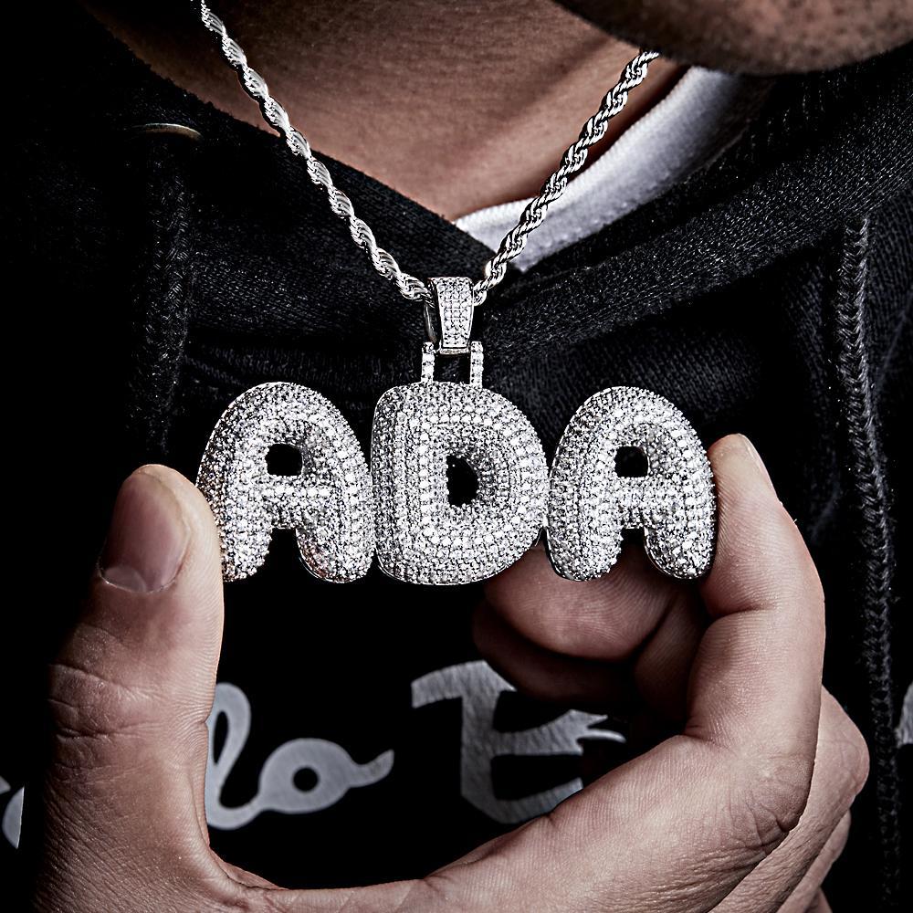 Custom Name Necklace Personalized Bling Initial Letter Chain Hip Hop Necklace for Men Women - Bestchristmasgifts