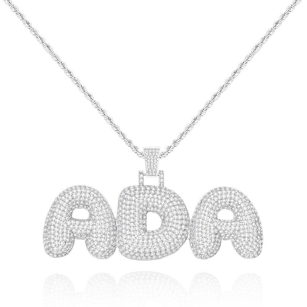 Custom Name Necklace Personalized Bling Initial Letter Chain Hip Hop Necklace for Men Women - Bestchristmasgifts