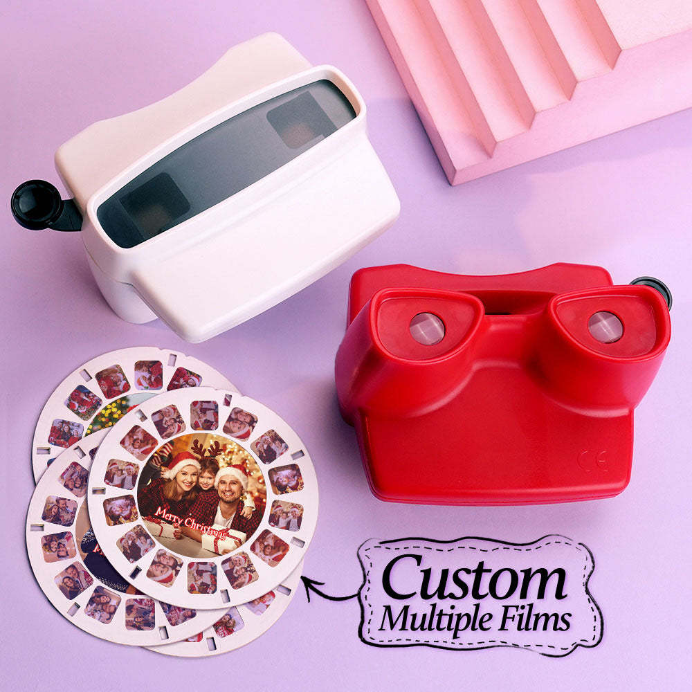 Custom 3D Viewfinder and Reel Personalized Christmas Gift with your own photos Text and Photo Viewer Multiple Films Available Red Viewfinder - Bestchristmasgifts