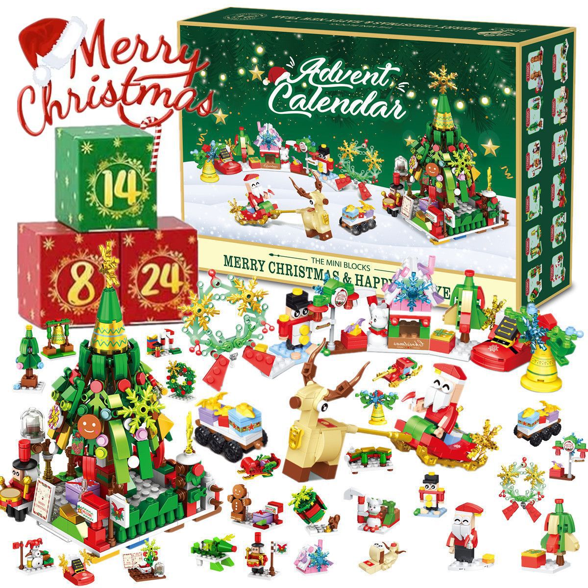 Christmas Advent Calendar Building Blocks – Christmas Countdown Blind Box Gift for Kids