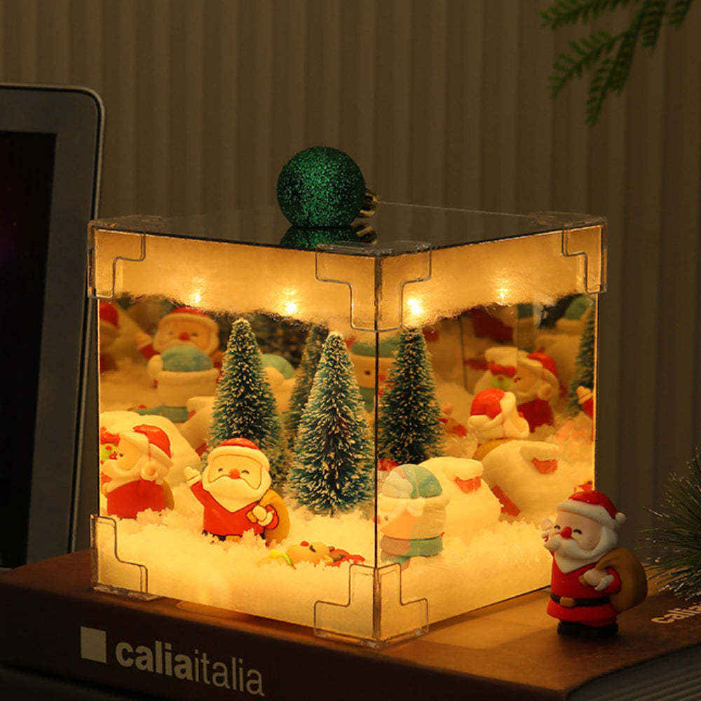 DIY Christmas Night Light Mirror and LED Lamp DIY Material Kit for Xmas Table Decor - Bestchristmasgifts
