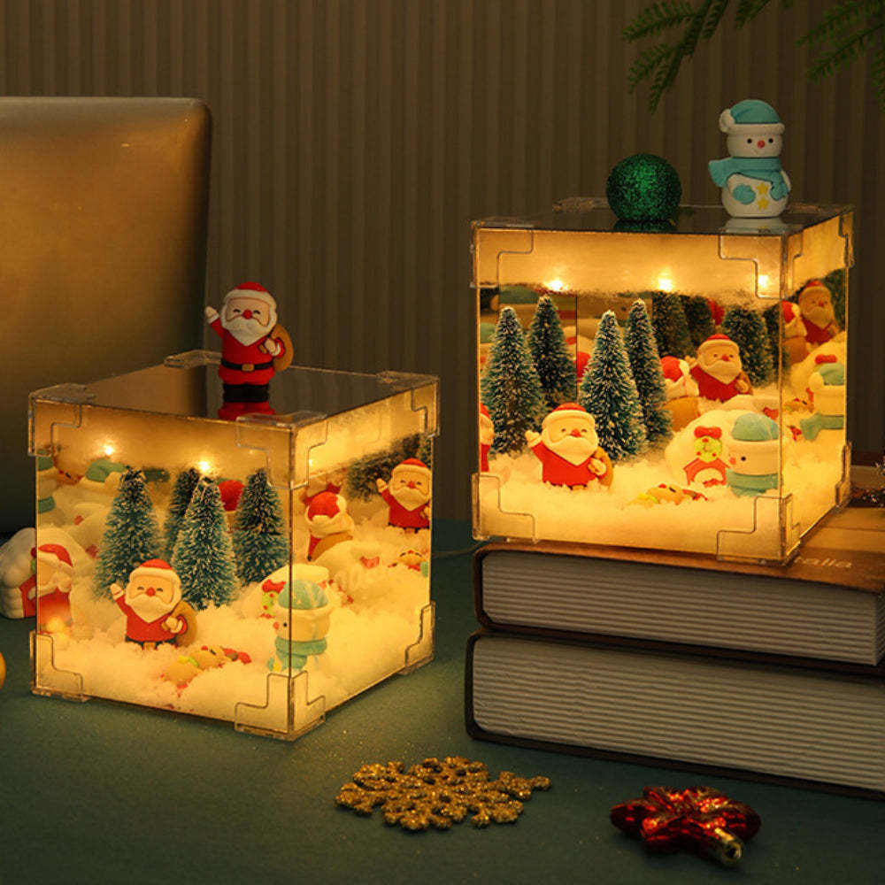 DIY Christmas Night Light Mirror and LED Lamp DIY Material Kit for Xmas Table Decor - Bestchristmasgifts