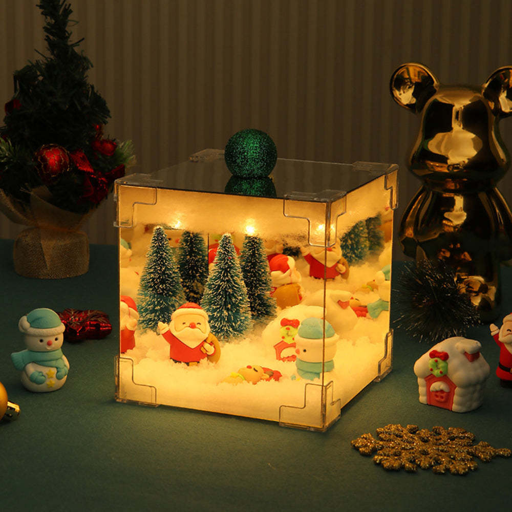 DIY Christmas Night Light Mirror and LED Lamp DIY Material Kit for Xmas Table Decor - Bestchristmasgifts