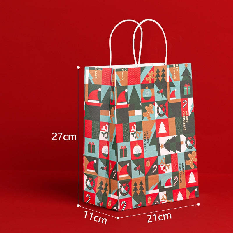 Christmas Gifts Bag Cute Gift Bag For Festival Package Geometric Christmas Eve 27x21x11cm - Bestchristmasgifts