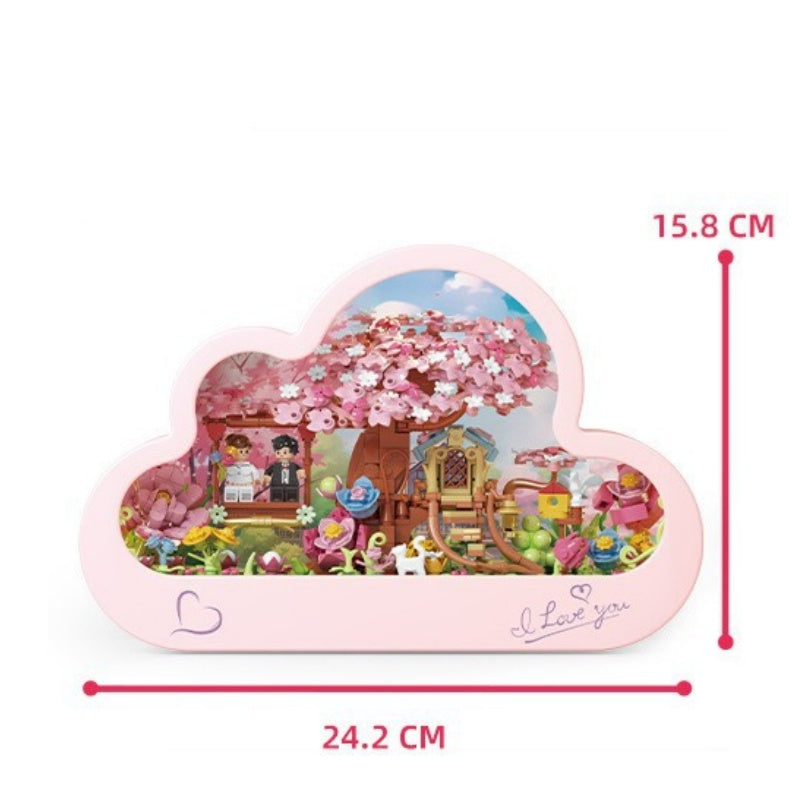 Cloud Mirror Lamp Sweet Castle Building Blocks With Lights Ornaments Assembly Toys Christmas Valentine'S Day Gift - Bestchristmasgifts