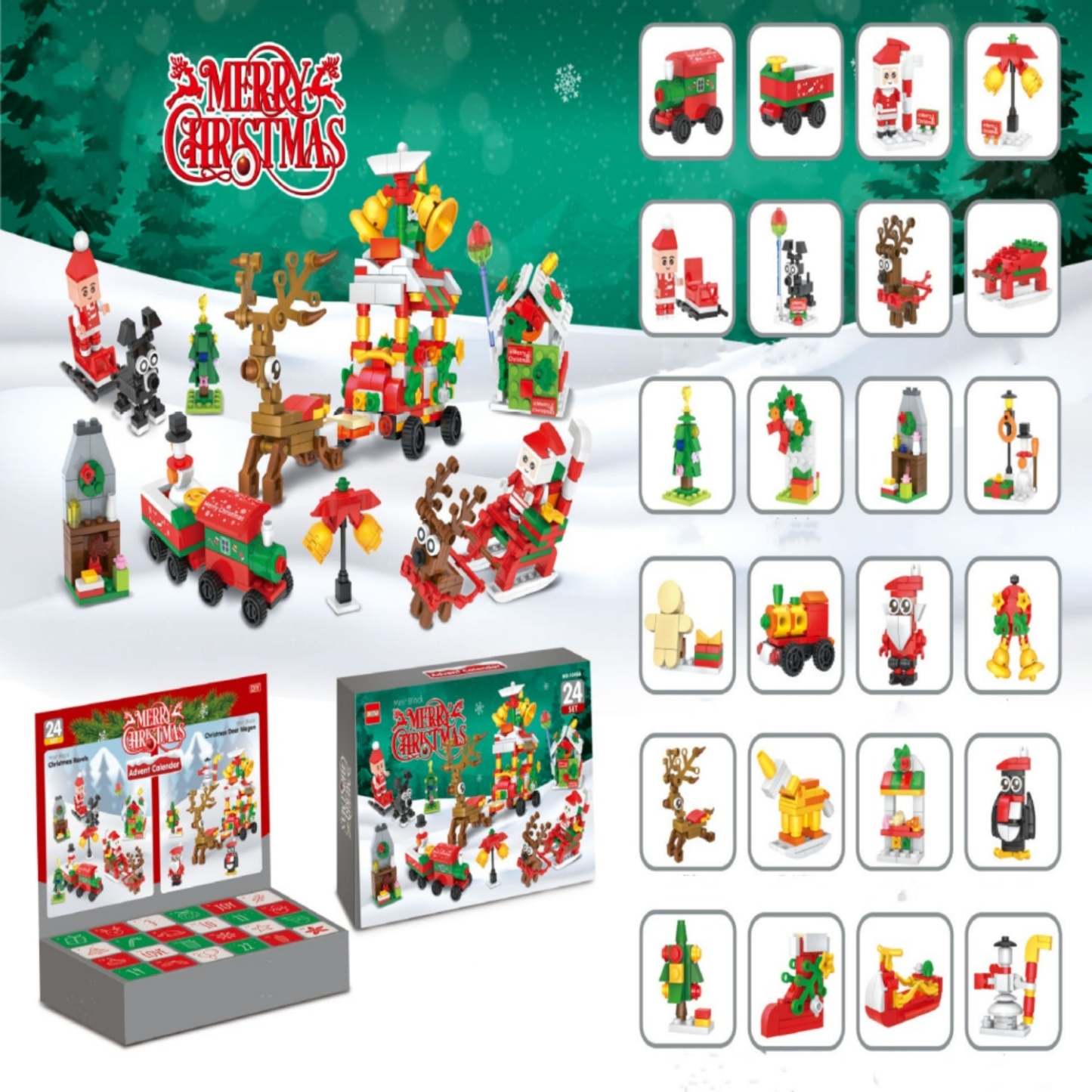 Santa Claus Elk Decoration Building Blocks Ornaments Christmas Countdown Assembly Children'S Toys - Bestchristmasgifts