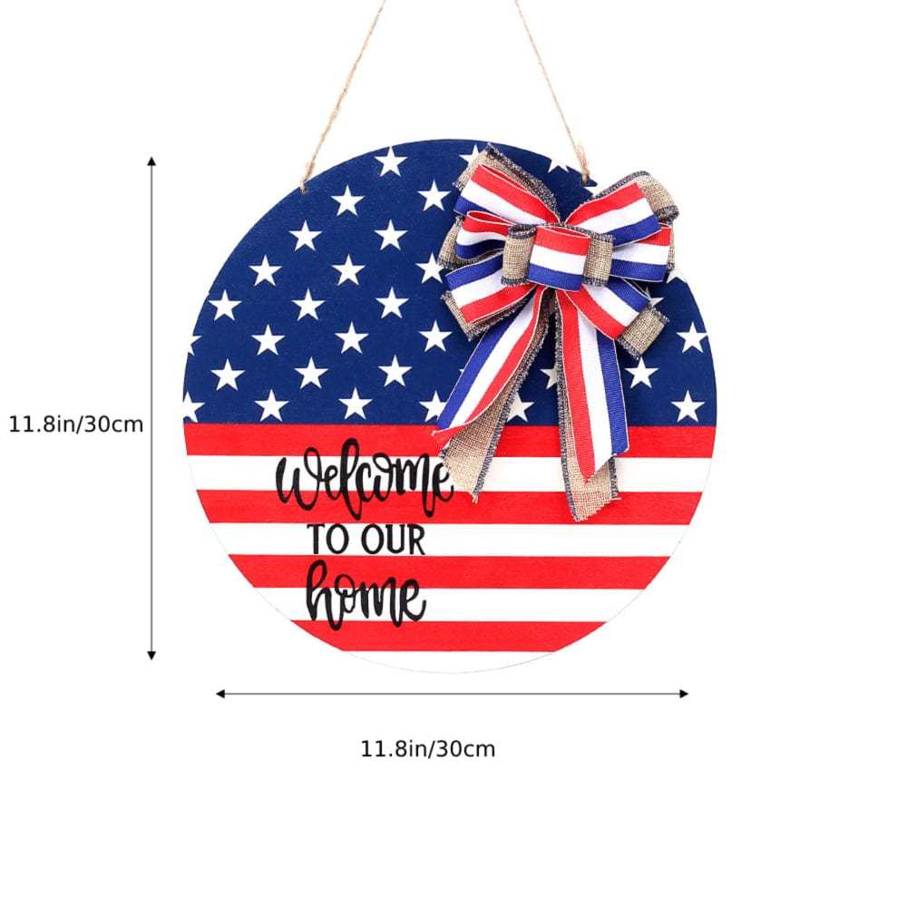 4th of July Welcome Door Sign Independence Day Decorations Front Door Hanger - Bestchristmasgifts