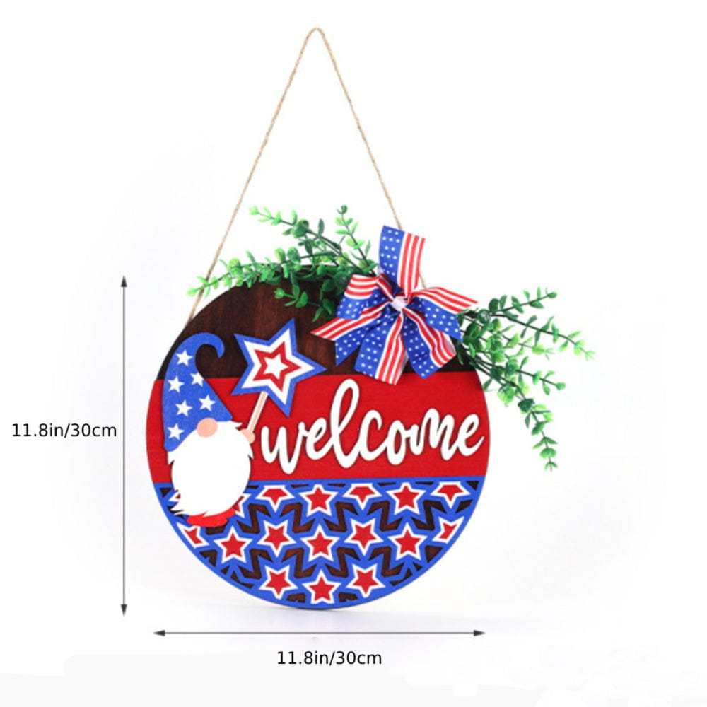 4th of July Pentagram Welcome Door Sign Independence Day Decorations Front Door Hanger - Bestchristmasgifts