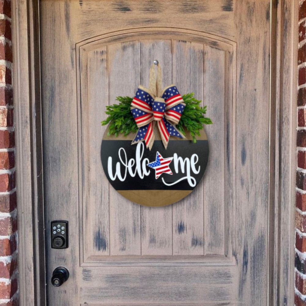 4th of July Welcome Door Sign Independence Day Decorations Front Door Decor