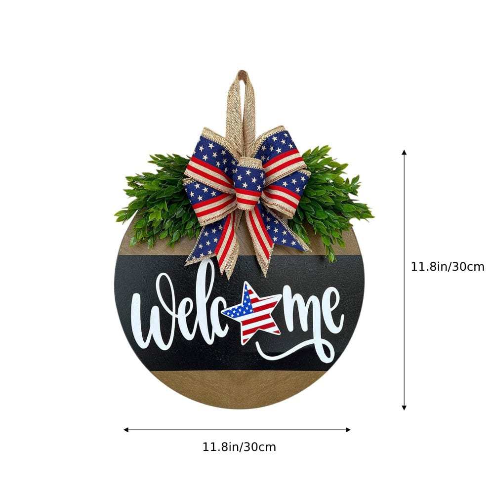 4th of July Welcome Door Sign Independence Day Decorations Front Door Decor - Bestchristmasgifts