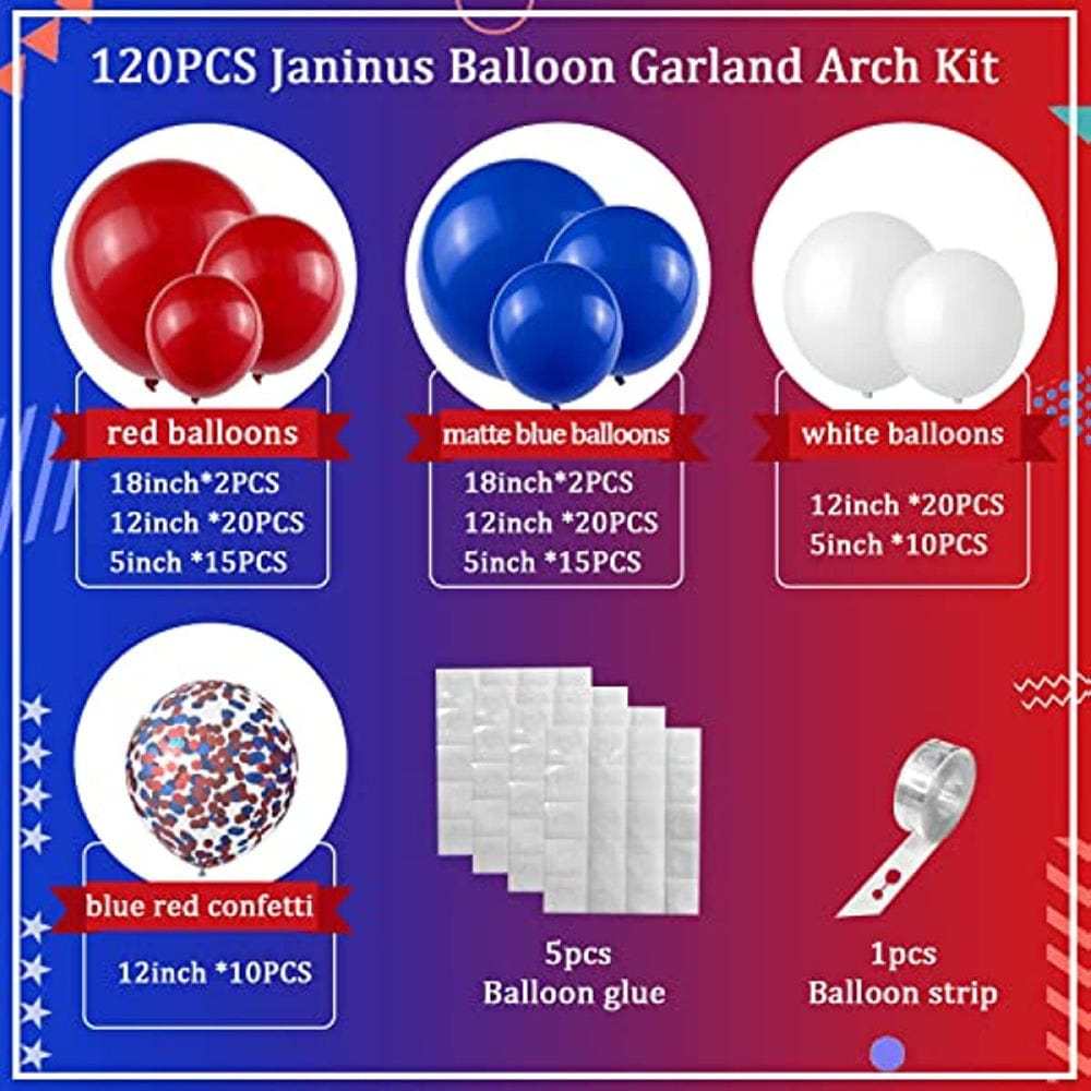 4th of July Latex Balloons Kits Patriotic Independence Day Balloons Party Supplies - Bestchristmasgifts
