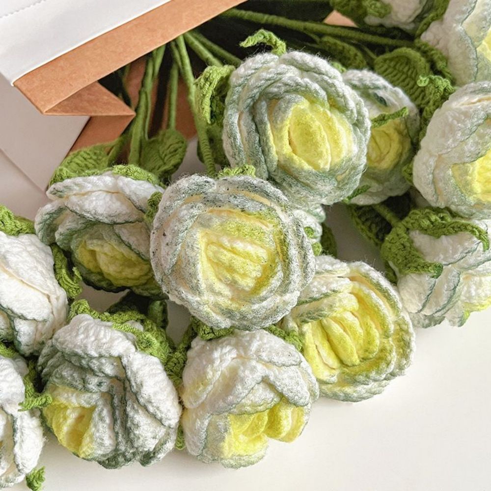 1pc Handmade Knitted Flower Rose Crochet Flower Gift for Her - Bestchristmasgifts