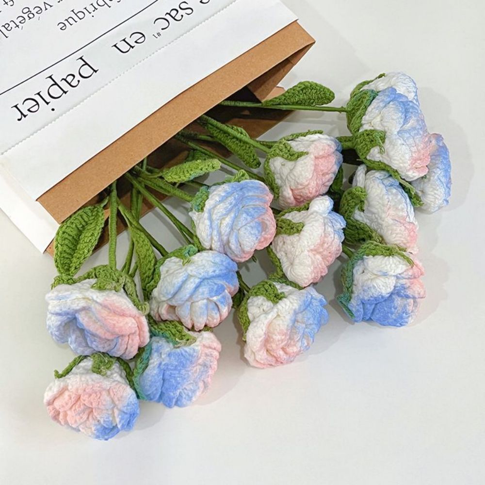 1pc Handmade Knitted Flower Rose Crochet Flower Gift for Her - Bestchristmasgifts
