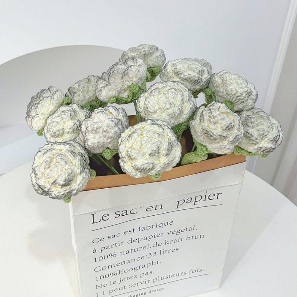 1pc Handmade Knitted Flower Rose Crochet Flower Gift for Her - Bestchristmasgifts