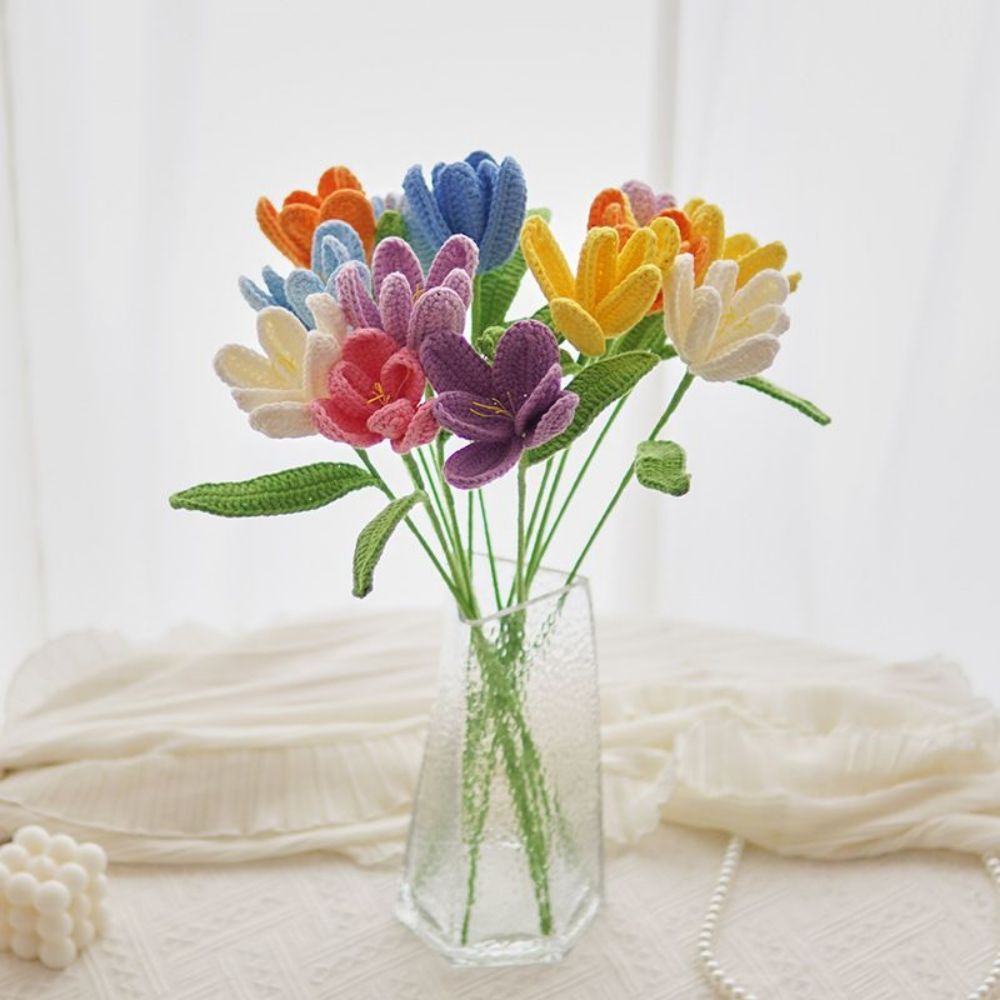 1pc Handmade Knitted Flower Blooming Tulip Crochet Flower Gift for Her - Bestchristmasgifts