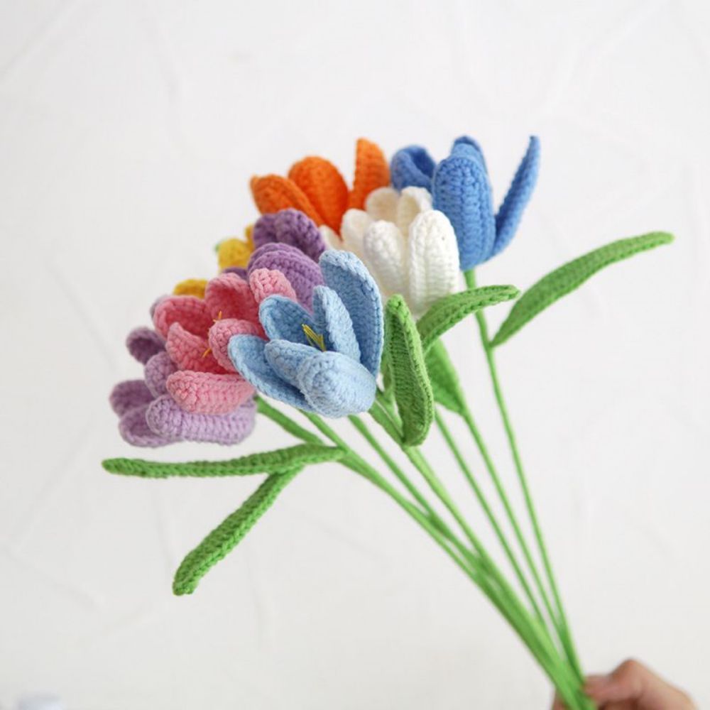 1pc Handmade Knitted Flower Blooming Tulip Crochet Flower Gift for Her - Bestchristmasgifts