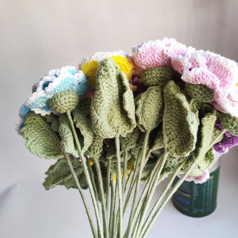 1pc Handmade Knitted Flower Peony Crochet Flower Gift for Her - Bestchristmasgifts