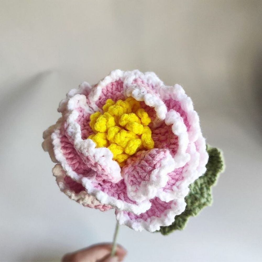 1pc Handmade Knitted Flower Peony Crochet Flower Gift for Her - Bestchristmasgifts